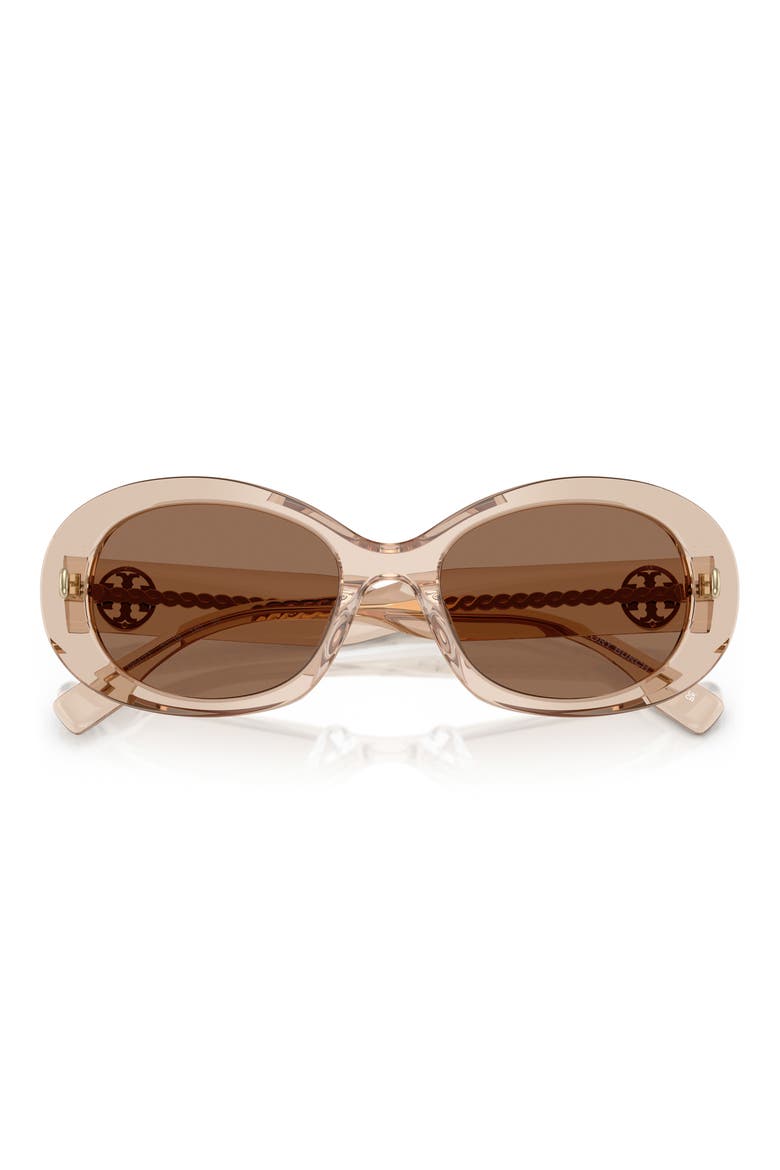 53mm Oval Sunglasses, Alternate, color, DARK BROWN