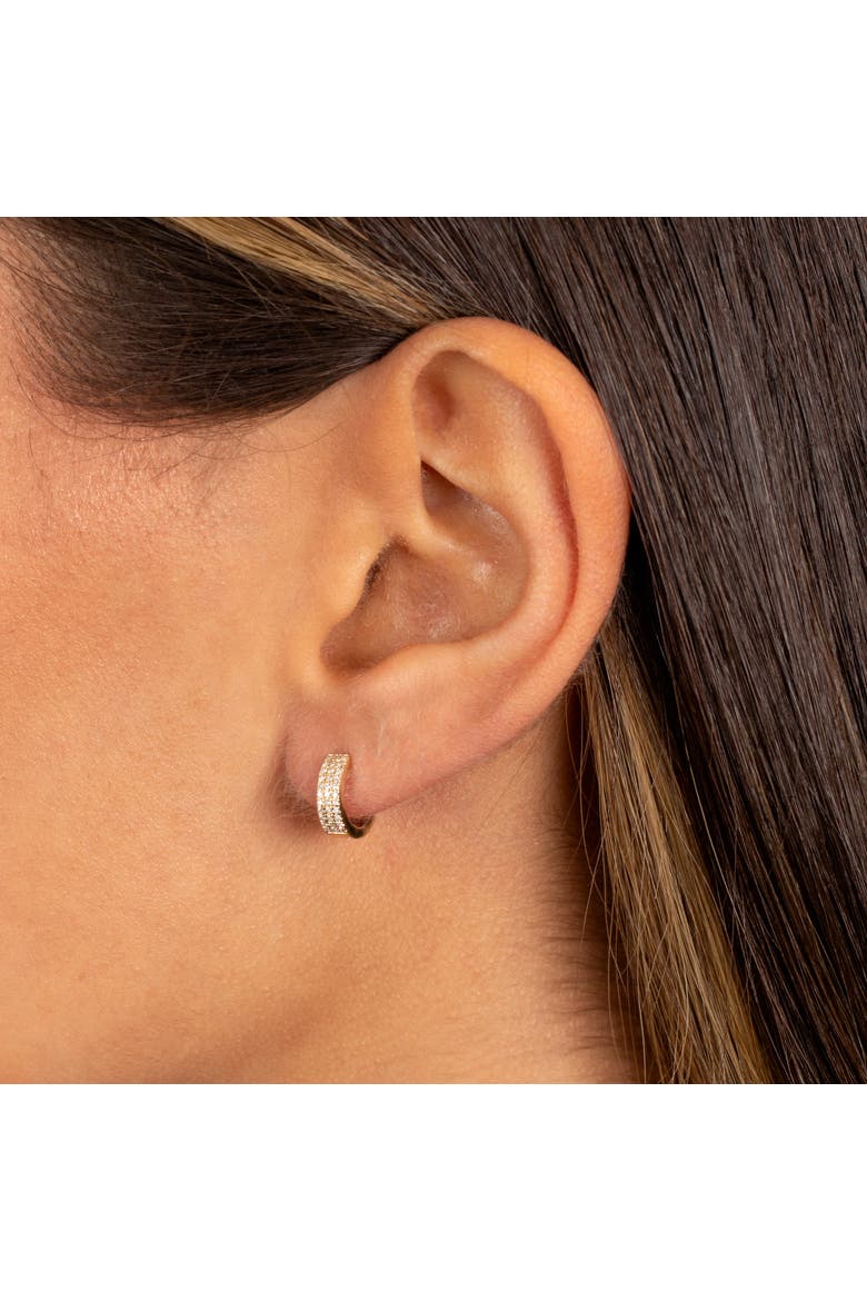 Diamond Triple Row Huggie Earring 14K, Alternate, color, 14K Gold