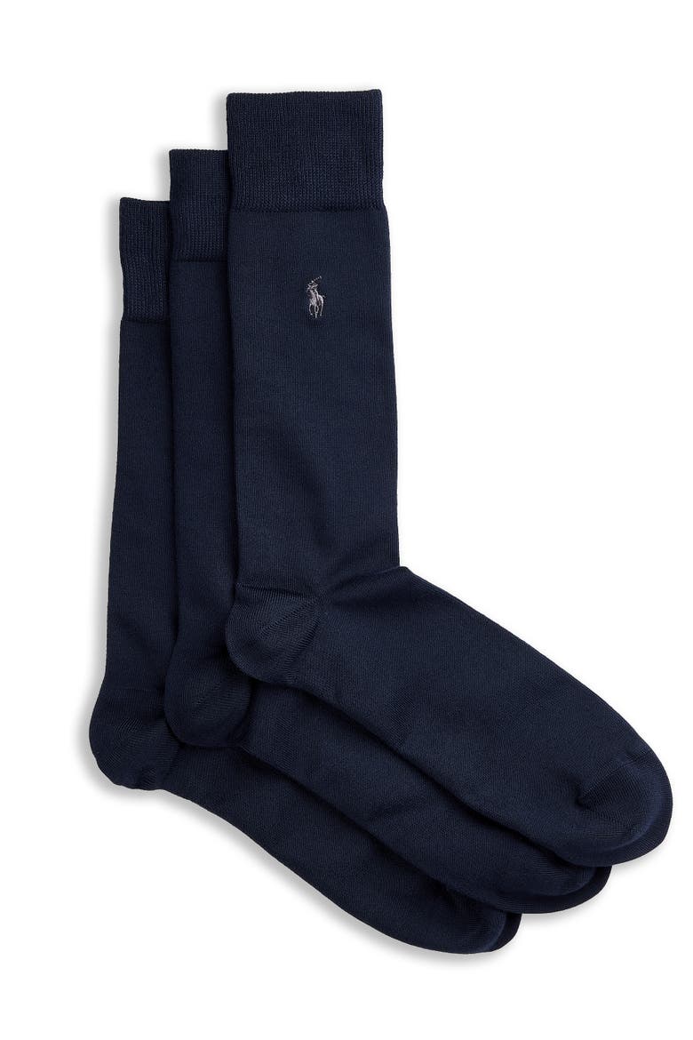 3-pk Supersoft Crew Socks, Main, color, NAVY