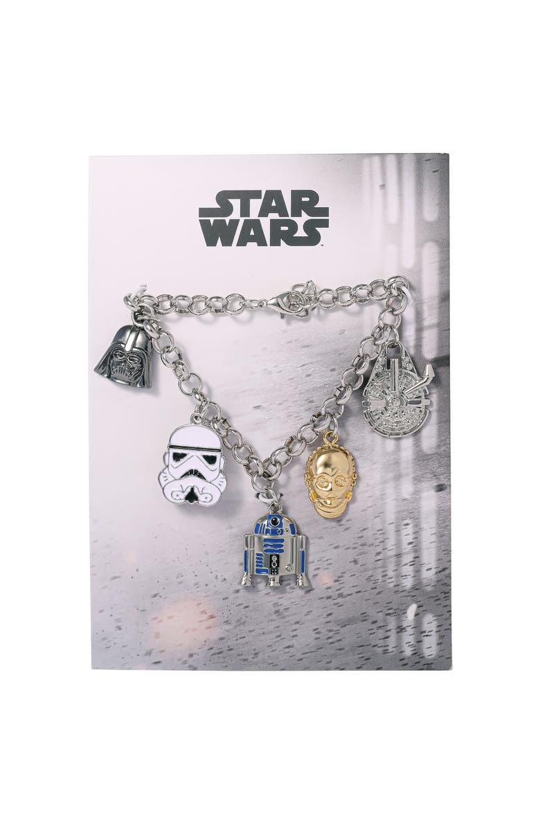 Star Wars Charm Bracelet with 5 Unique Charms, 7" + .75", Alternate, color, Multicolor