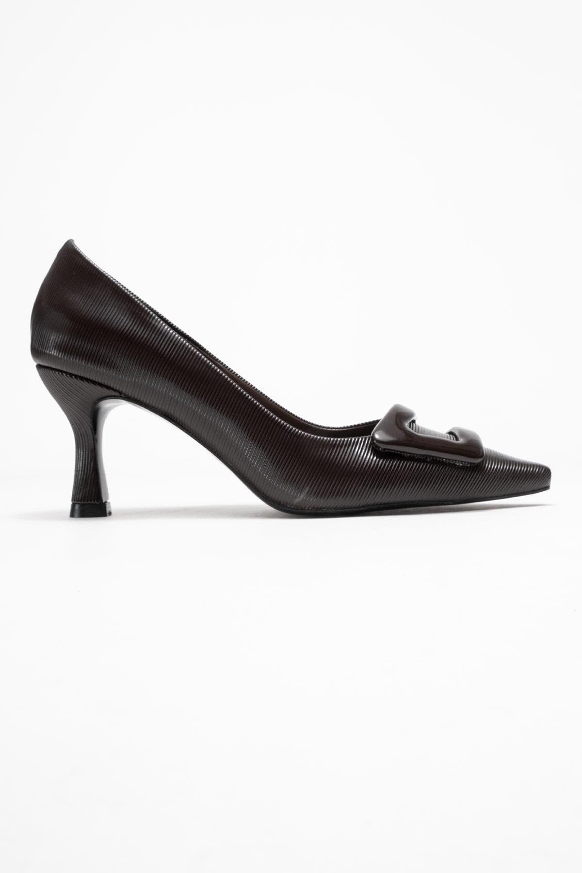 Prologue Shoes Astra Buckle Pointed Toe Pump, Alternate, color, Brown