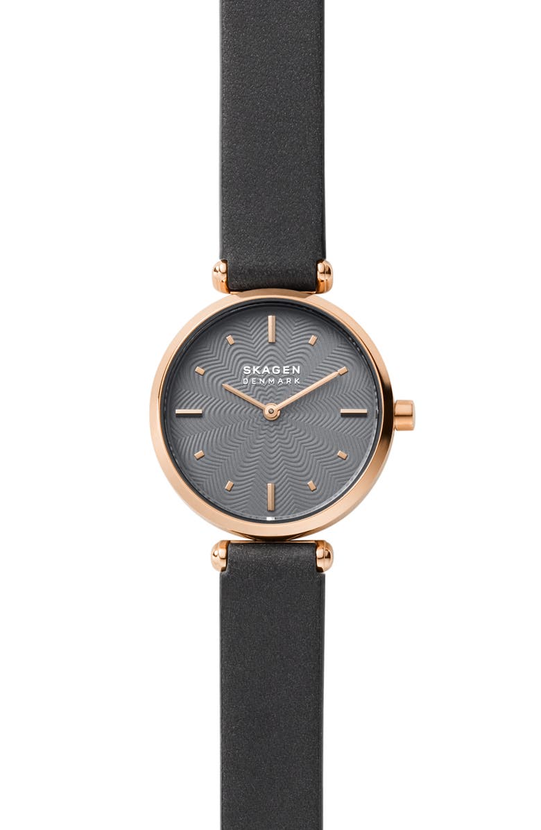 Skagen Amberline Leather Strap Watch, 28mm, Main, color,