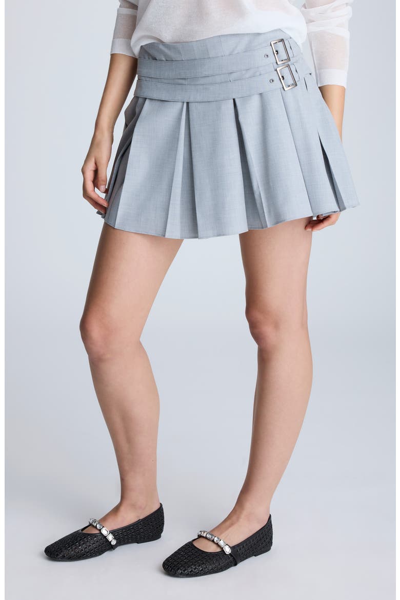 Pleated A-Line Mini Skort, Alternate, color, GREY DUSK MELANGE