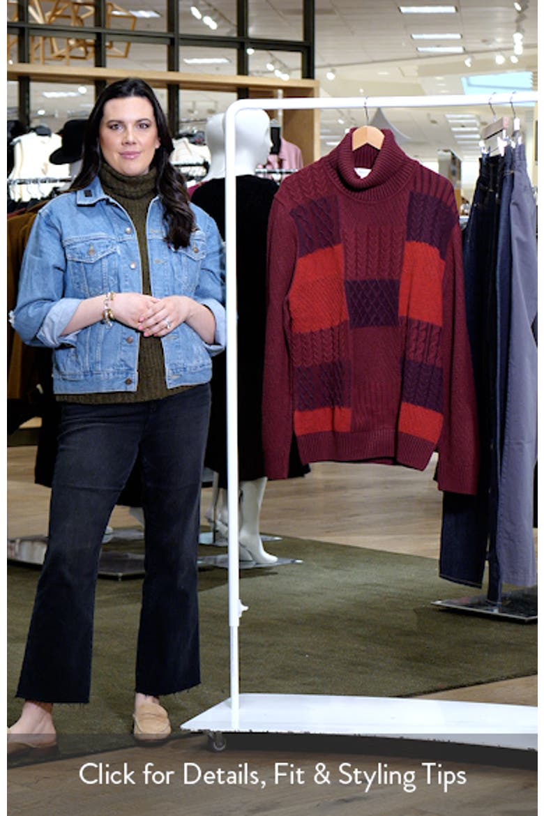 Pattern Wool Blend Turtleneck Sweater video