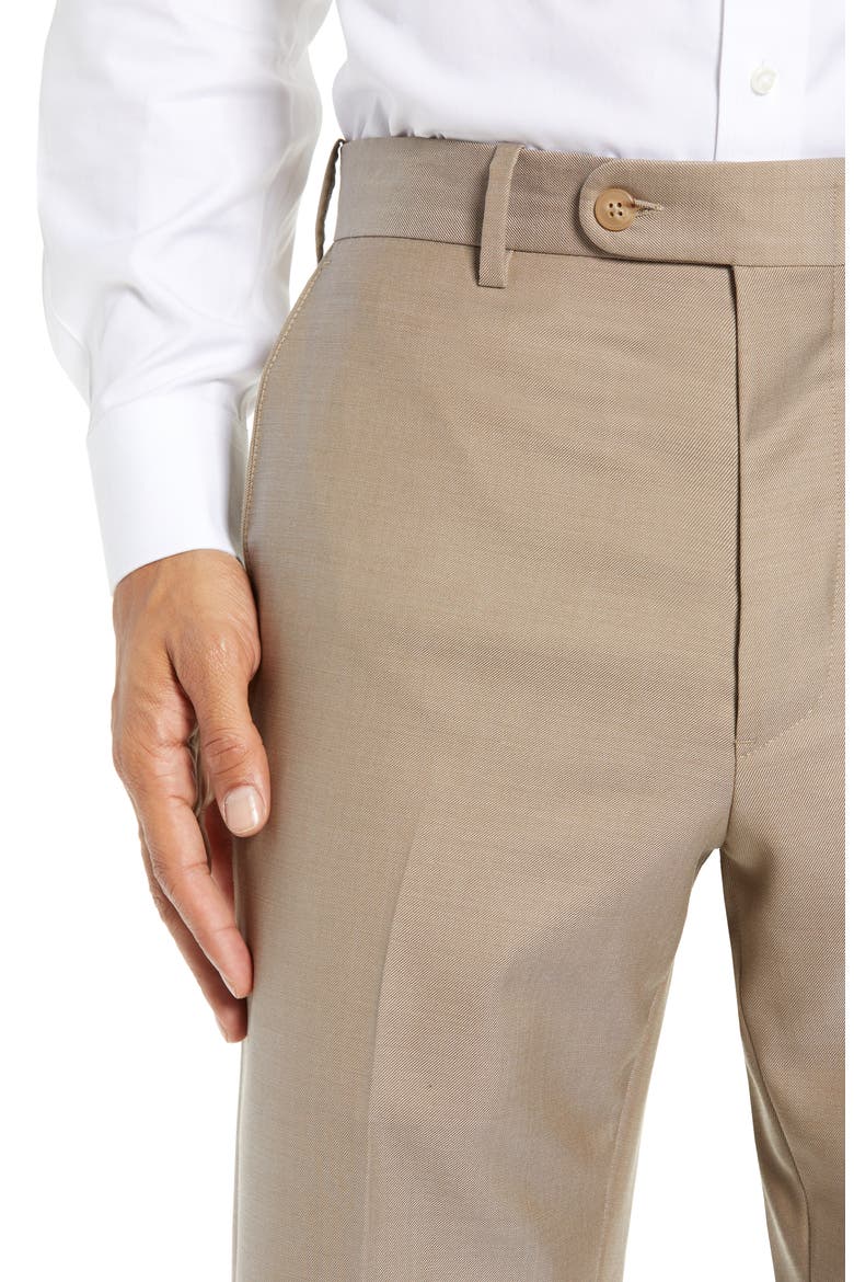 Torino Classic Fit Flat Front Solid Dress Pants, Alternate, color, TAN NANTUCKET