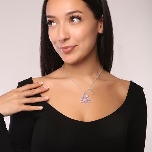 Harry Potter Botanical Deathly Hallows Necklace, 16"+2" In Metallic