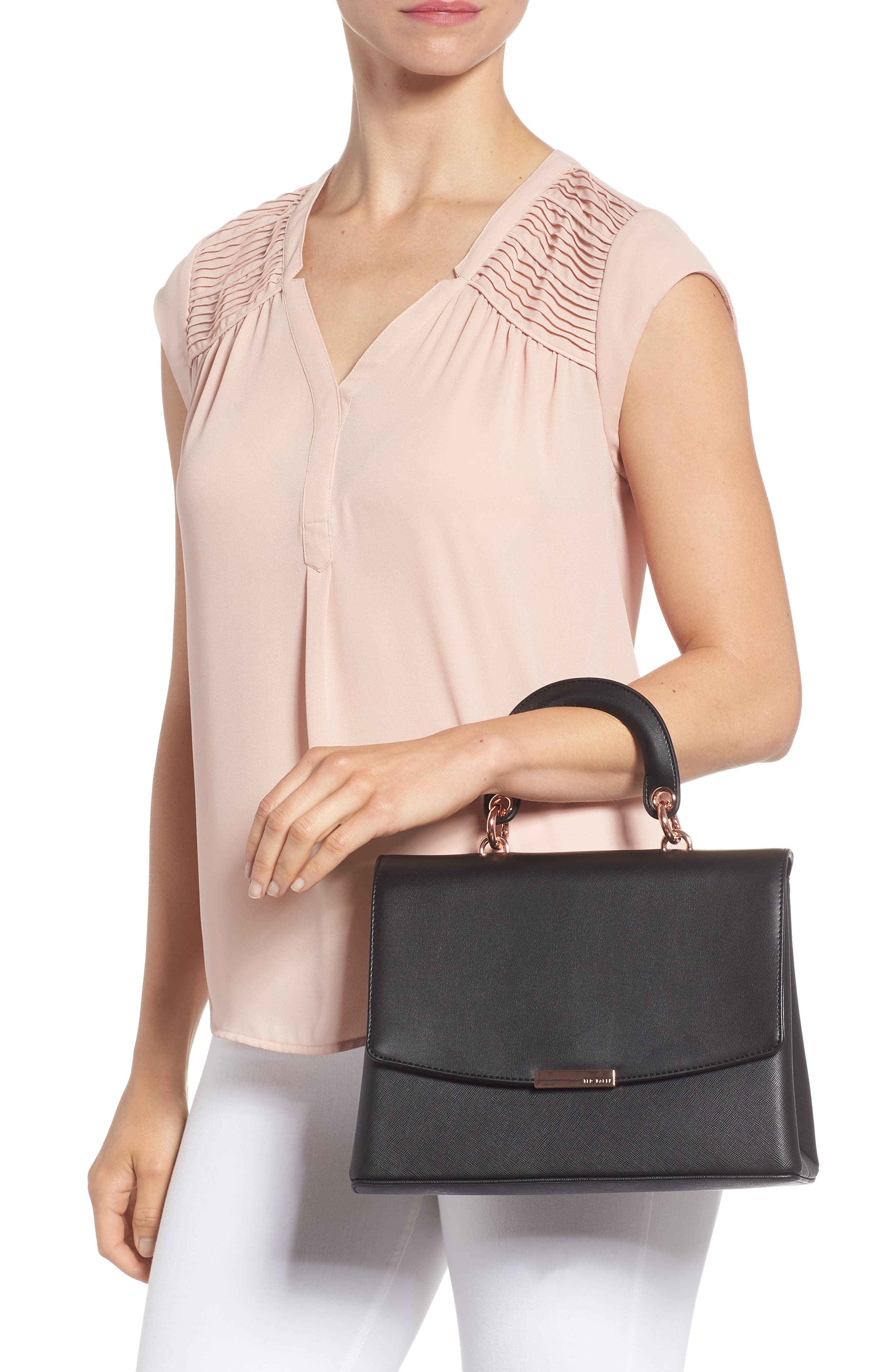 Ted Baker London Keiira Lady Bag Faux Leather Top Handle Satchel, Alternate, color, 