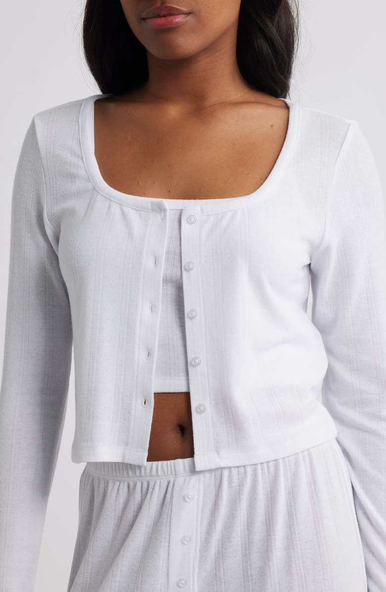 Open Edit 3-Piece Pointelle Knit Pajamas, Alternate, color, White