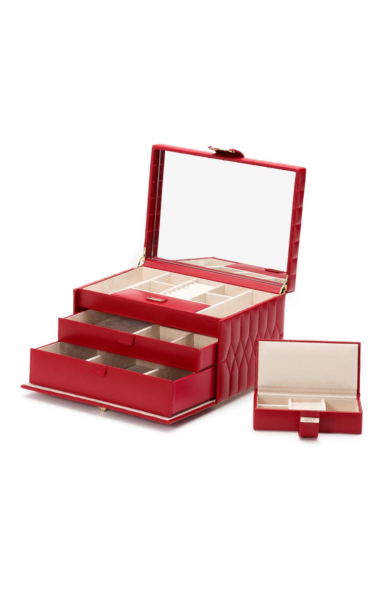 WOLF Caroline Medium Jewelry Case, Alternate, color, Red