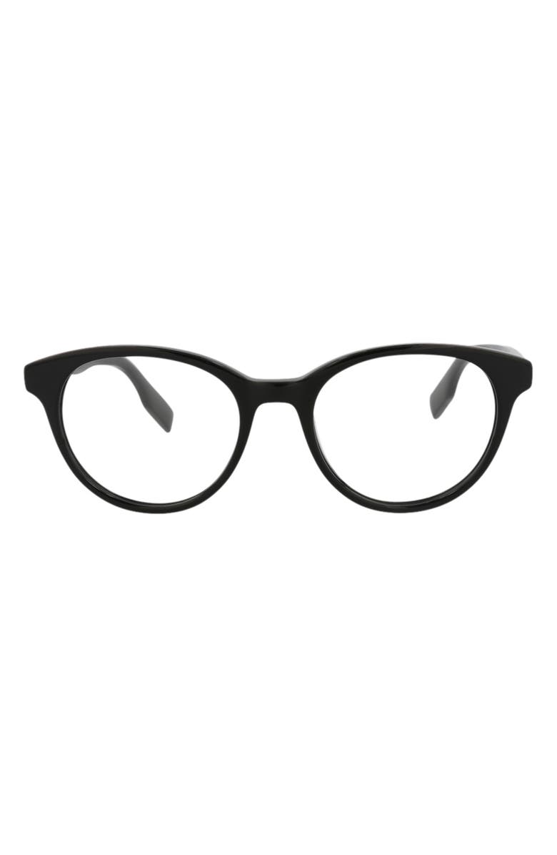 McQueen 47mm Oval Optical Glasses, Main, color, Black Black Transparent