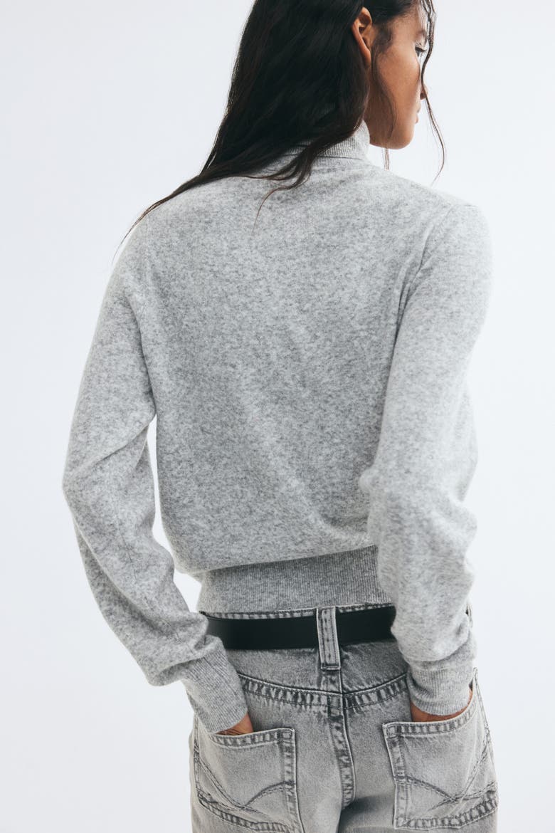 Roll-Neck Sweater, Alternate, color, Light gray melange/heart