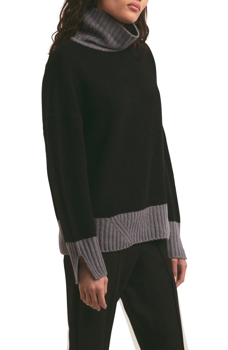 Favorite Daughter The Andi Contrast Rib Turtleneck Wool & Cashmere Blend Sweater, Alternate, color,