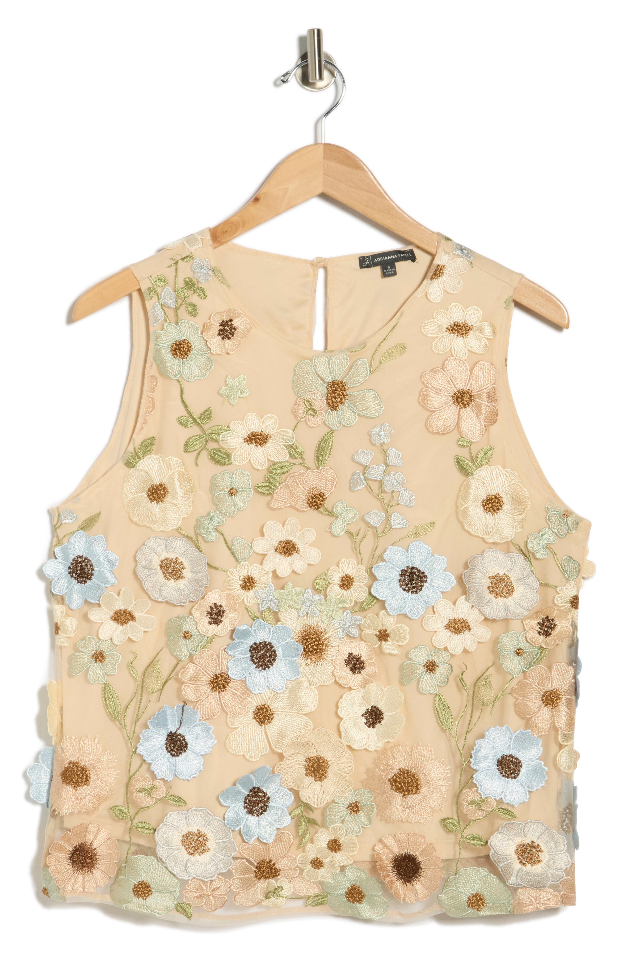 Adrianna Papell Floral Appliqué Sleeveless Shell Top