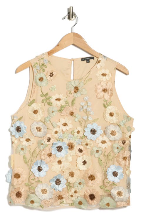 Floral Appliqué Sleeveless Shell Top