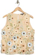 Adrianna Papell Floral Appliqué Sleeveless Shell Top