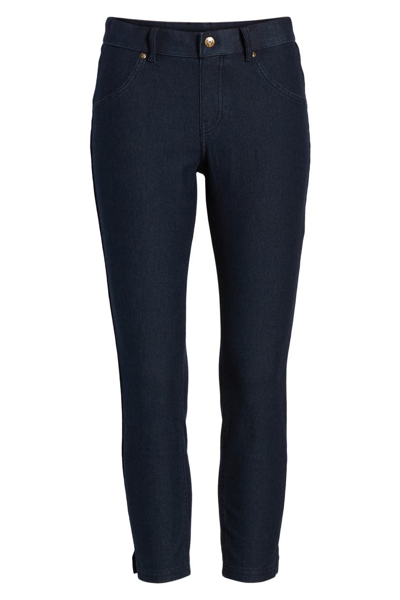 Split Hem Denim Leggings, Alternate, color, DEEP INDIGO WASH