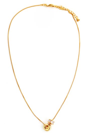 Panacea Crystal Circle Pendant Necklace In Gold