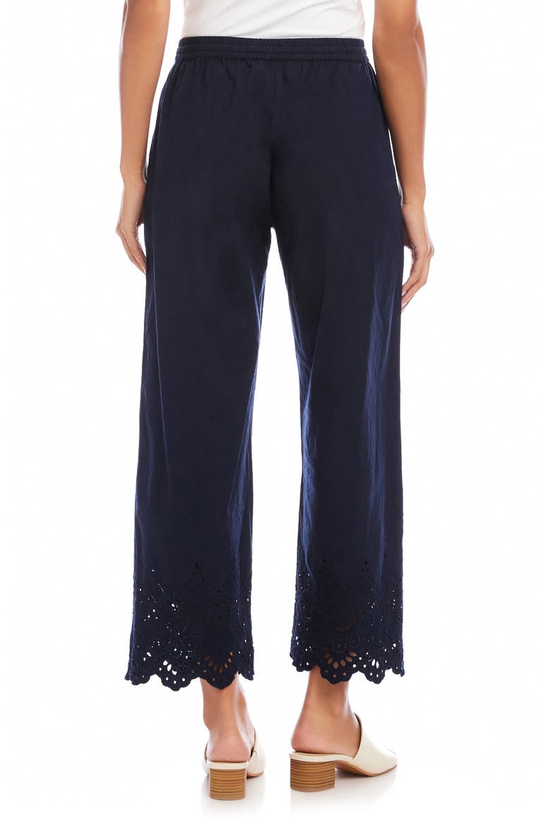 Scallop Edge Straight Leg Ankle Pants, Alternate, color, NAVY