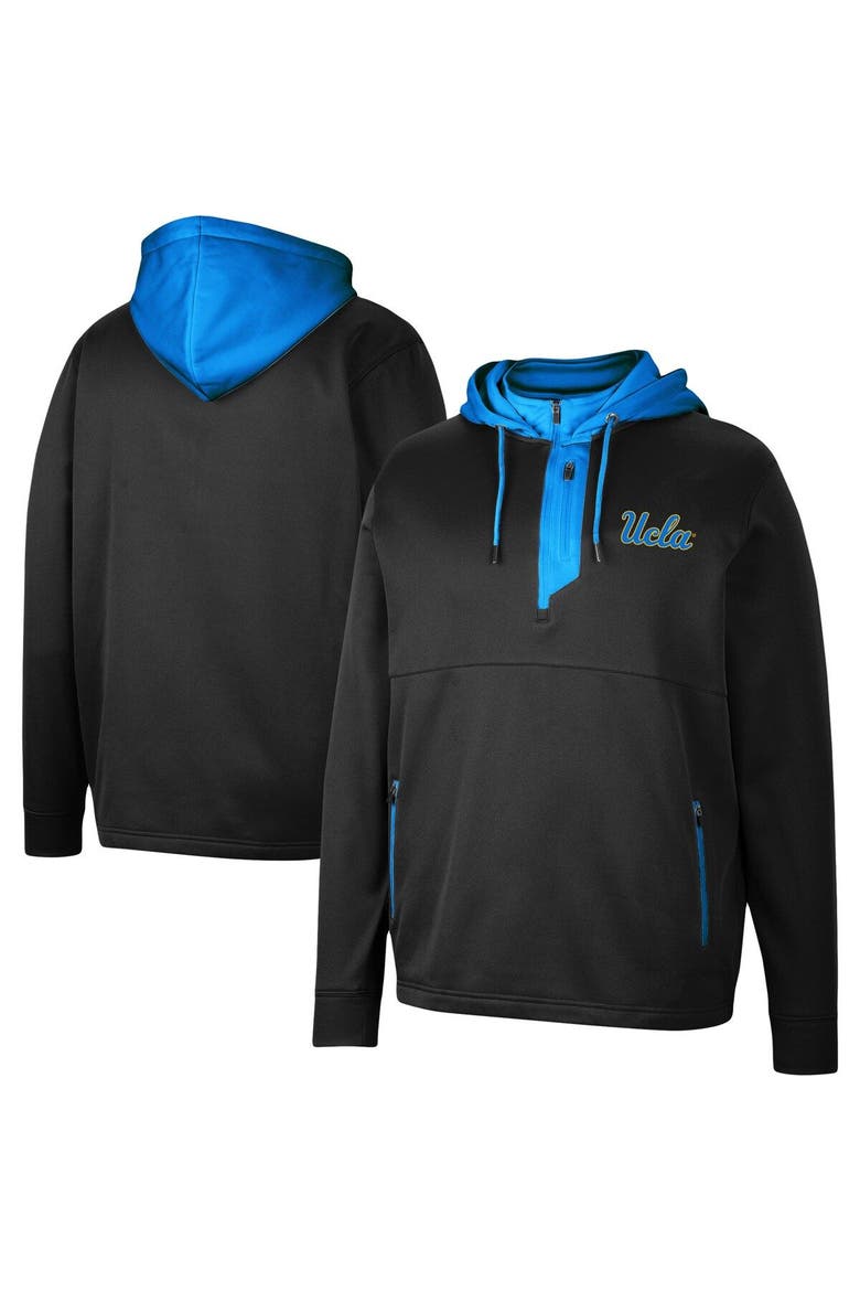 Men's Colosseum Black UCLA Bruins Luge 3.0 Quarter-Zip Hoodie, Main, color, Black