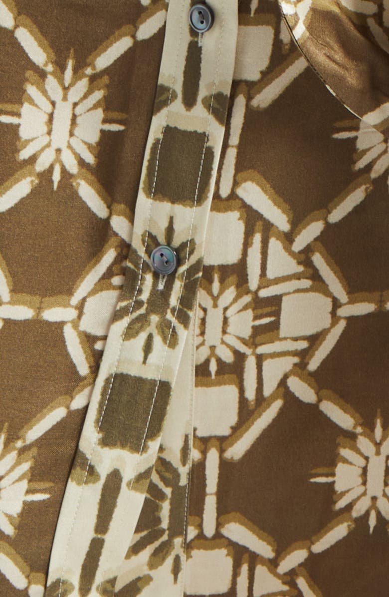 Ramy Brook Victoria Tile Print Long Sleeve Shirtdress, Alternate, color, Olive Tile Print