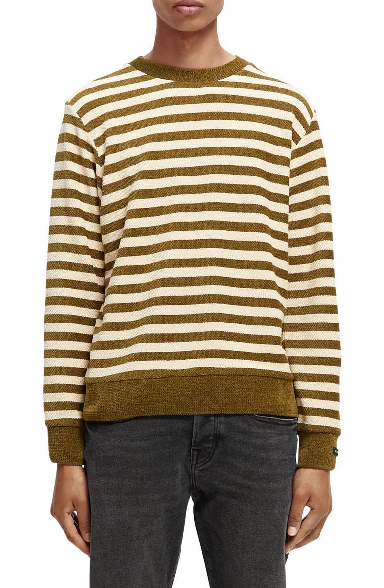 Scotch & Soda Felpa Stripe Crewneck Sweater, Main, color, 