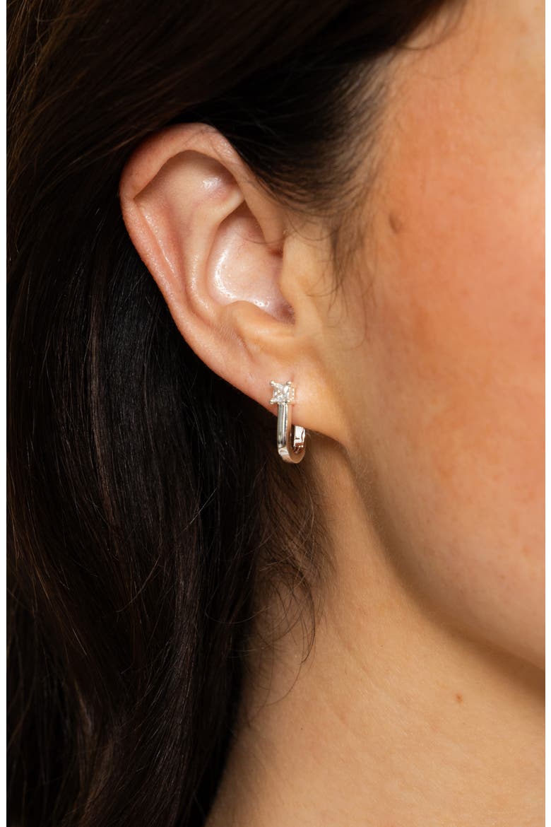 Valentina Cubic Zirconia Huggie Hoop Earrings, Alternate, color, SILVER