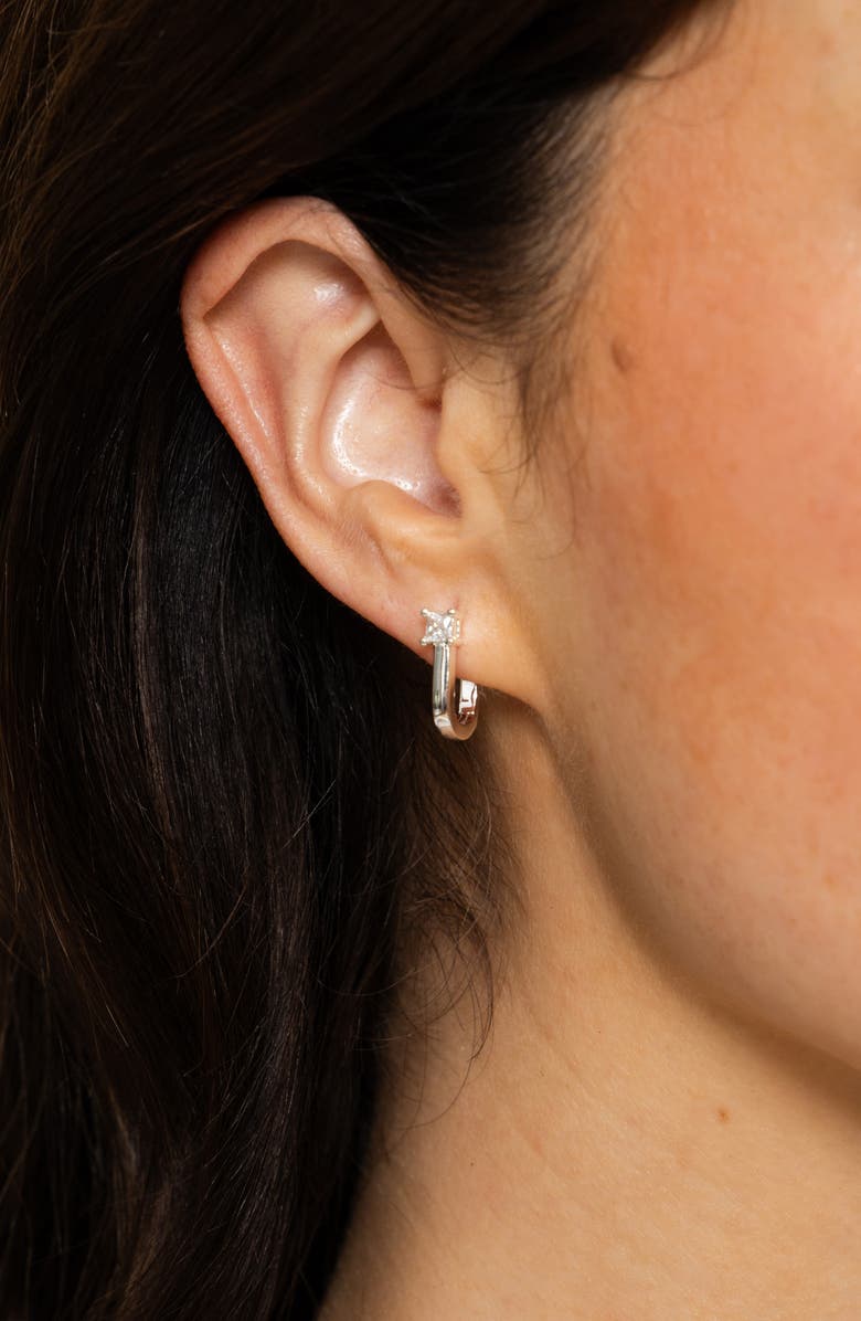 MIRANDA FRYE Valentina Cubic Zirconia Huggie Hoop Earrings, Alternate, color, Silver