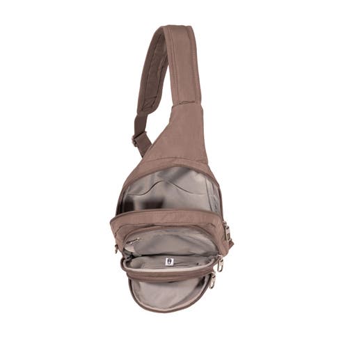 Baggallini Securtex Anti-theft Multi Zip Sling In Brown