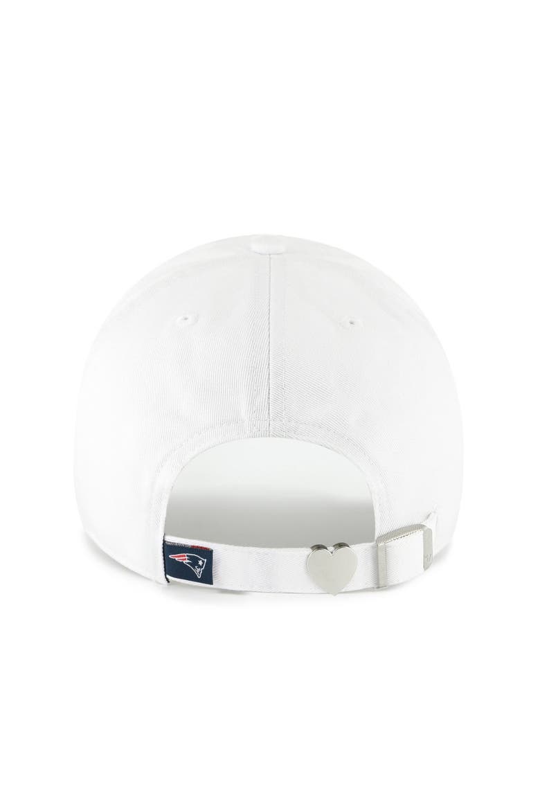 Women's '47  White New England Patriots Trendy Script Clean Up Adjustable Hat, Alternate, color, White