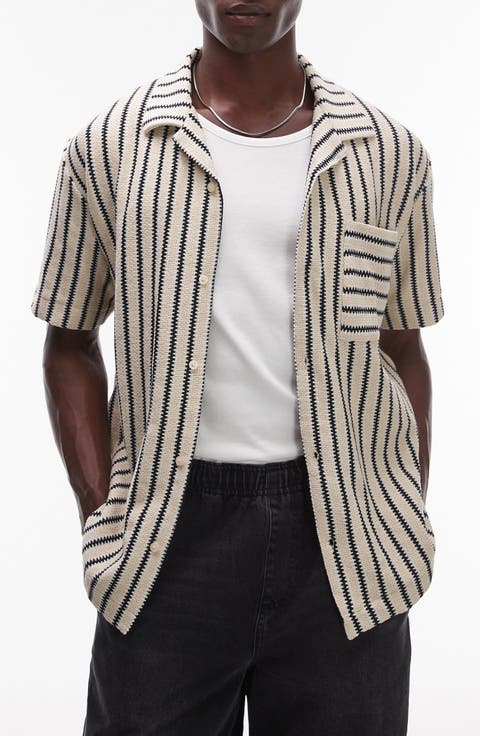 Stripe Knit Camp Shirt