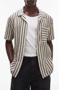 Topman Stripe Knit Camp Shirt