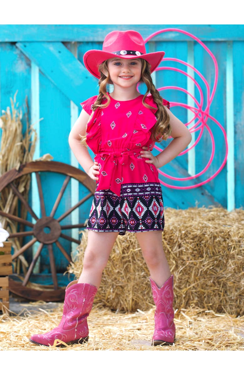 Mia Belle Girls Desert Rose Ruffle Romper, Alternate, color, Pink