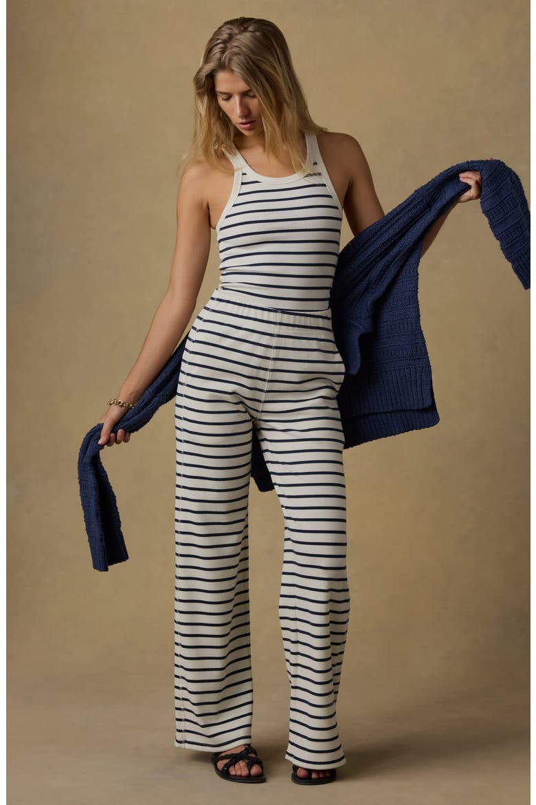 Surfside Stretch Organic Cotton Rib Pants, Alternate, color, SALT AIR STRIPE