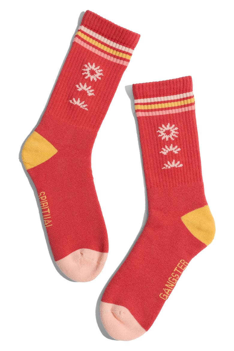 Soulstice Crew Socks, Alternate, color, SUNSET RED