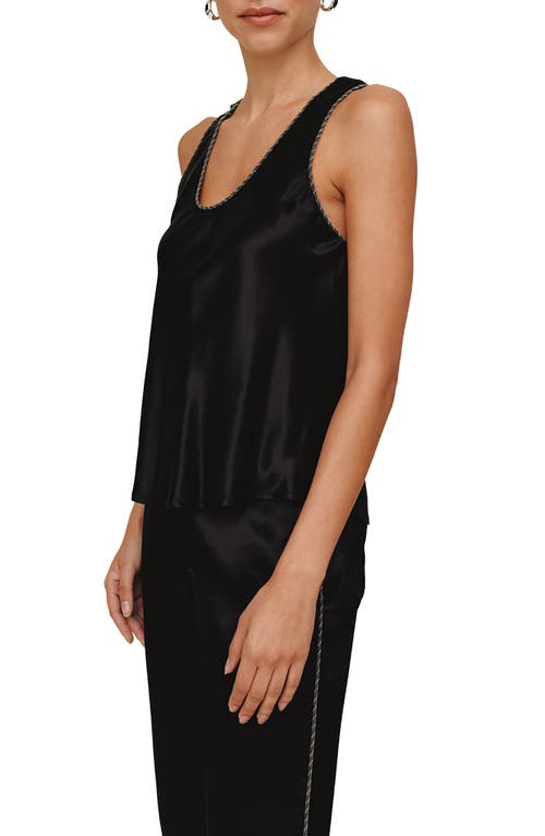 Bella Dahl Beaded Trim Satin Tank In Black