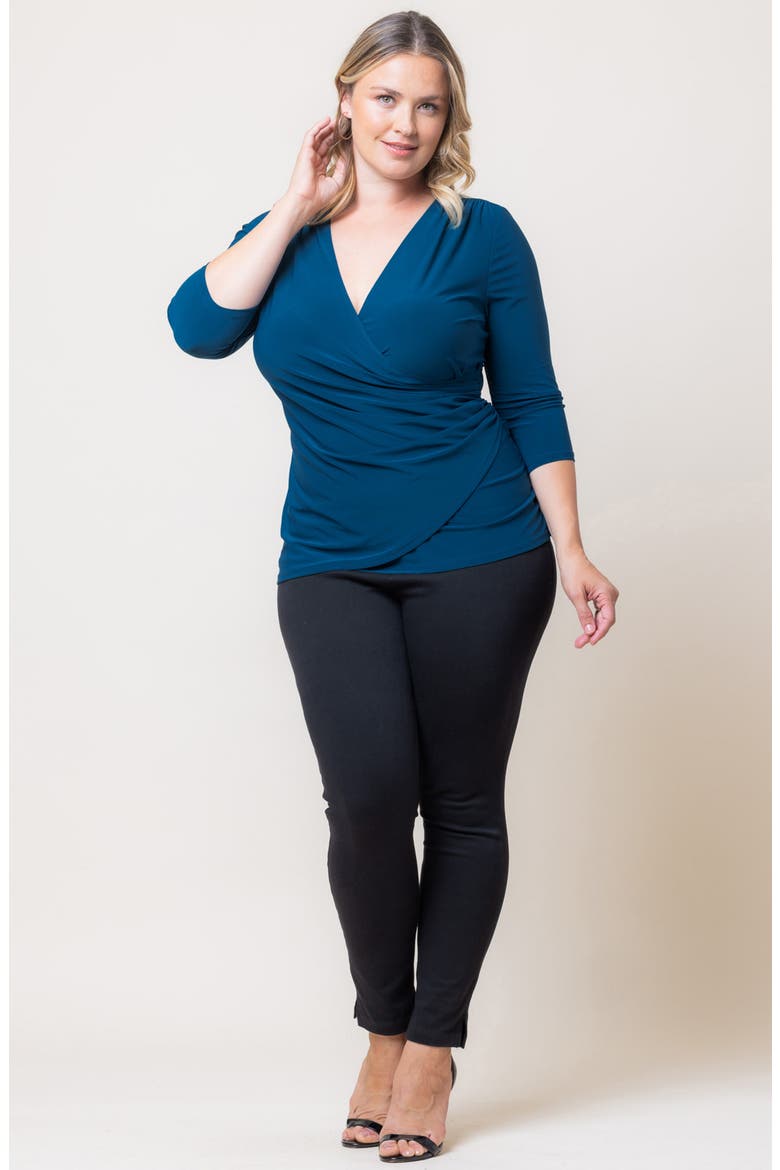 Faux Wrap Top, Alternate, color, AEGEAN BLUE