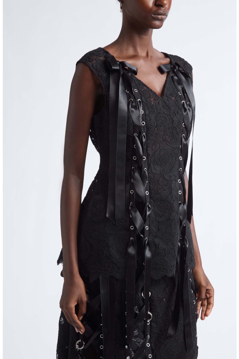 Unraveling Ribbon Portrait Top, Alternate, color, BLACK