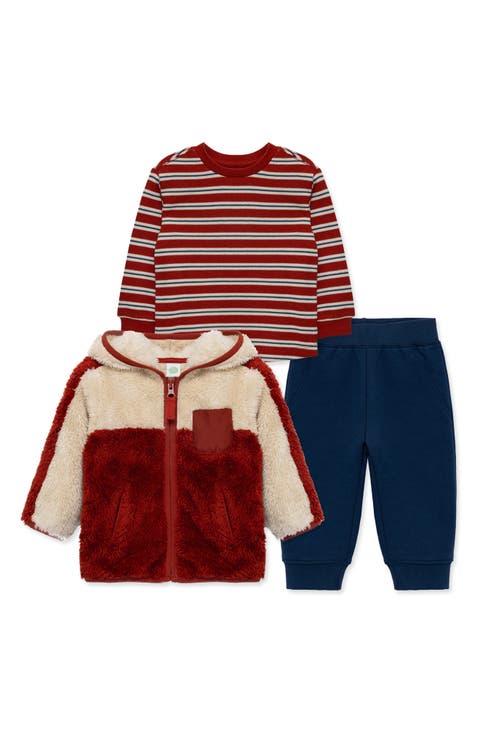 Faux Shearling Jacket, Shirt & Pants Set (Baby)