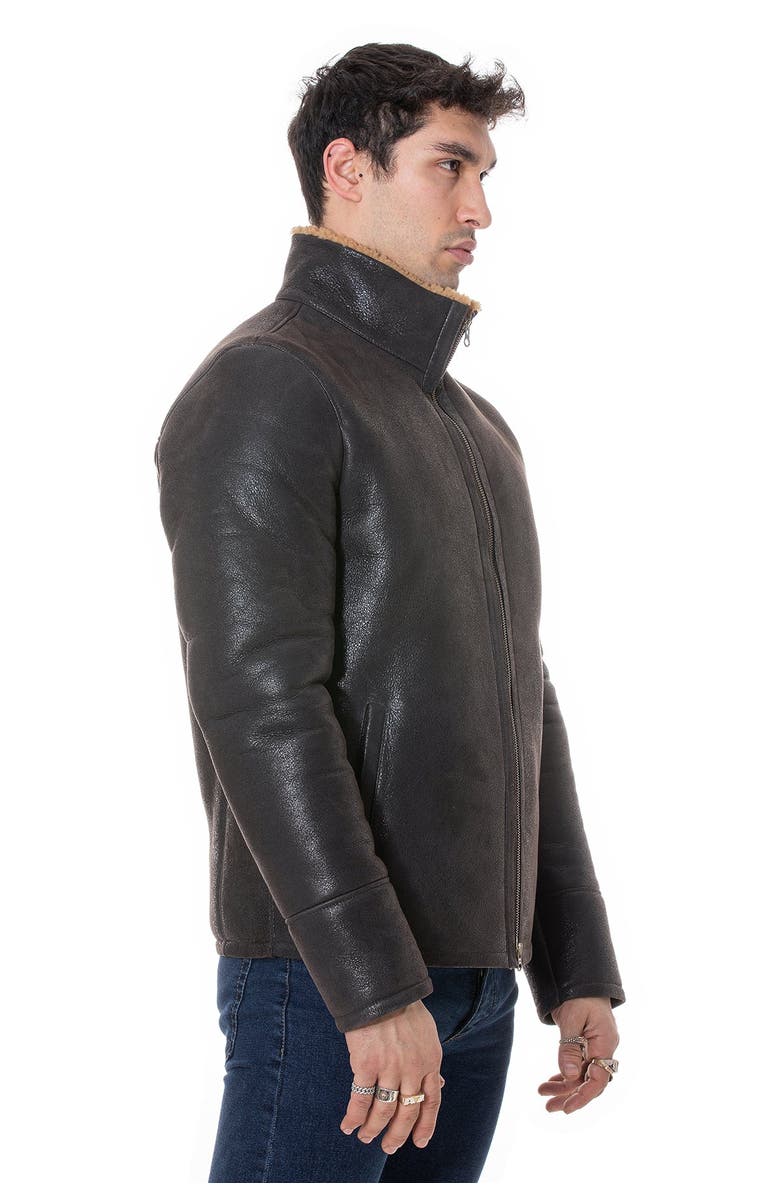 Furniq UK Daniel Textured Shearling Jacket, Alternate, color, Vintage Brown