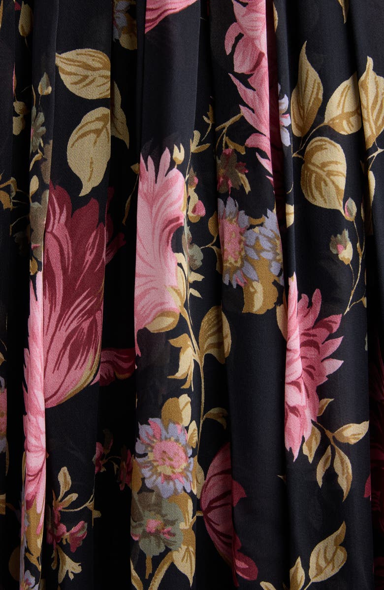 Chloé Peony Print Silk Jumpsuit, Alternate, color, Black