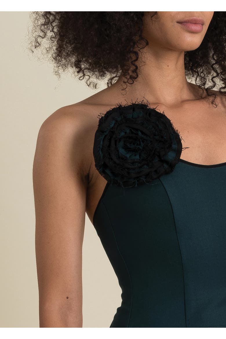 Helix Form-Fitting Stretch Wool Top, Alternate, color, Emerald & Black