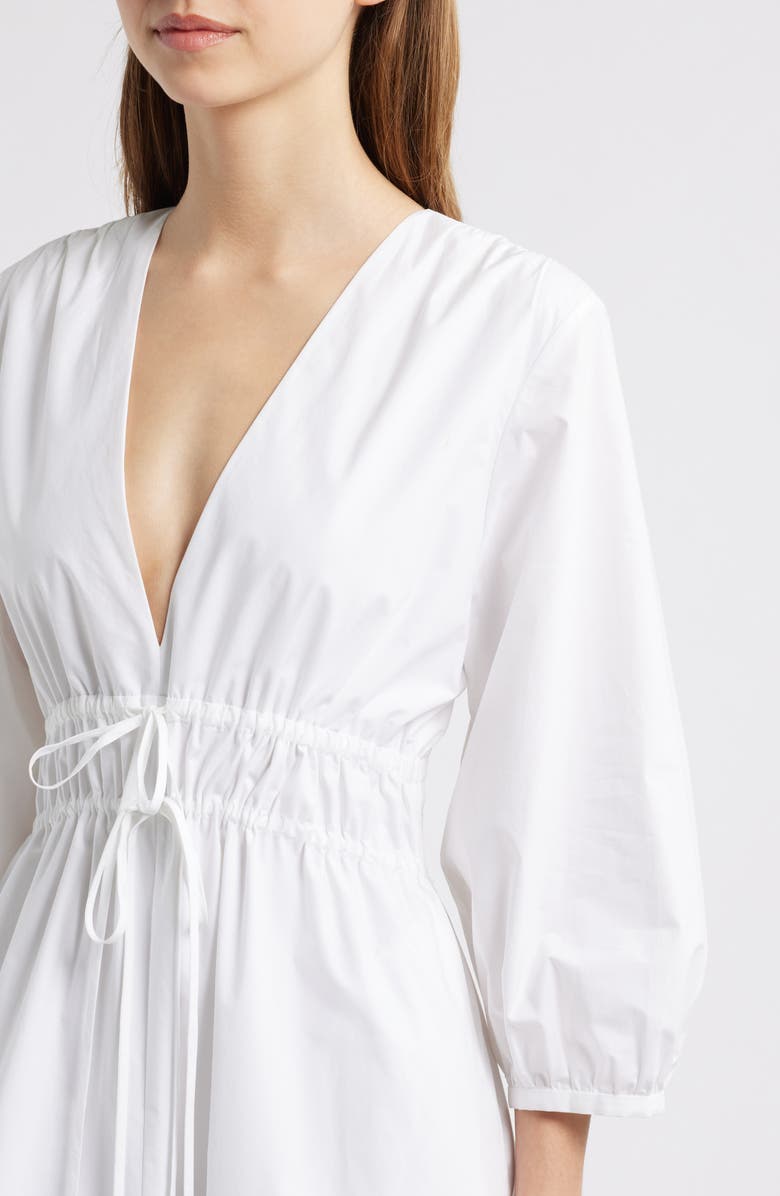 FRAME The Cinched Organic Cotton Maxi Dress, Alternate, color, White