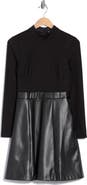 Eliza J Long Sleeve Mixed Media Dress