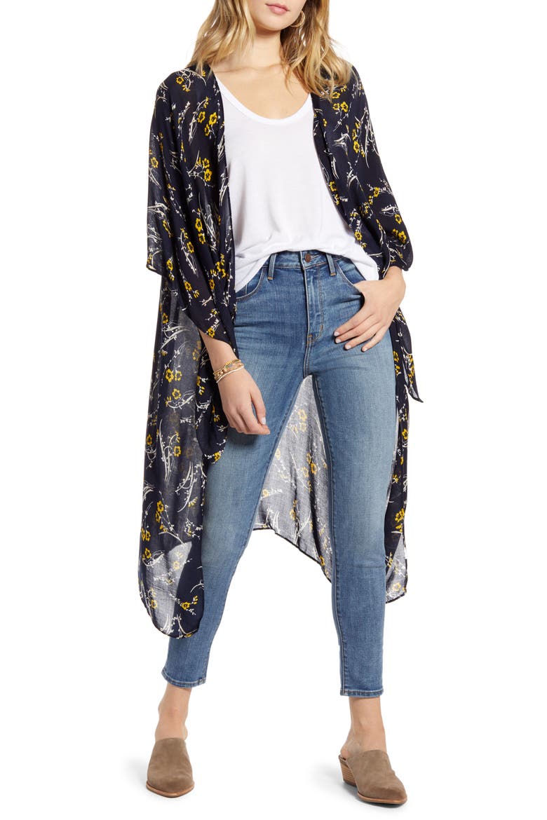 Kite Sleeve Wrap, Main, color, NAVY FALL FLORAL