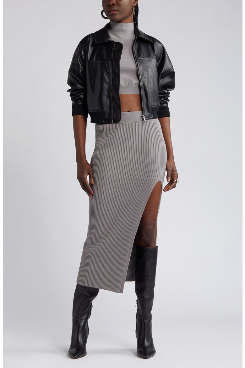 Rib Sweater Skirt, Alternate, color, GREY CLOUDBURST