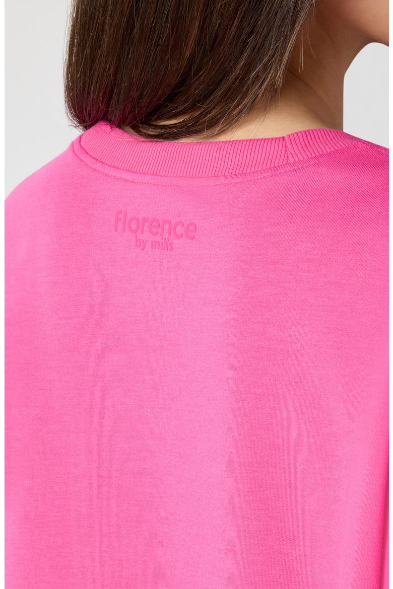Sporty Terry Crew Sweatshirt, Alternate, color, FUCHSIA