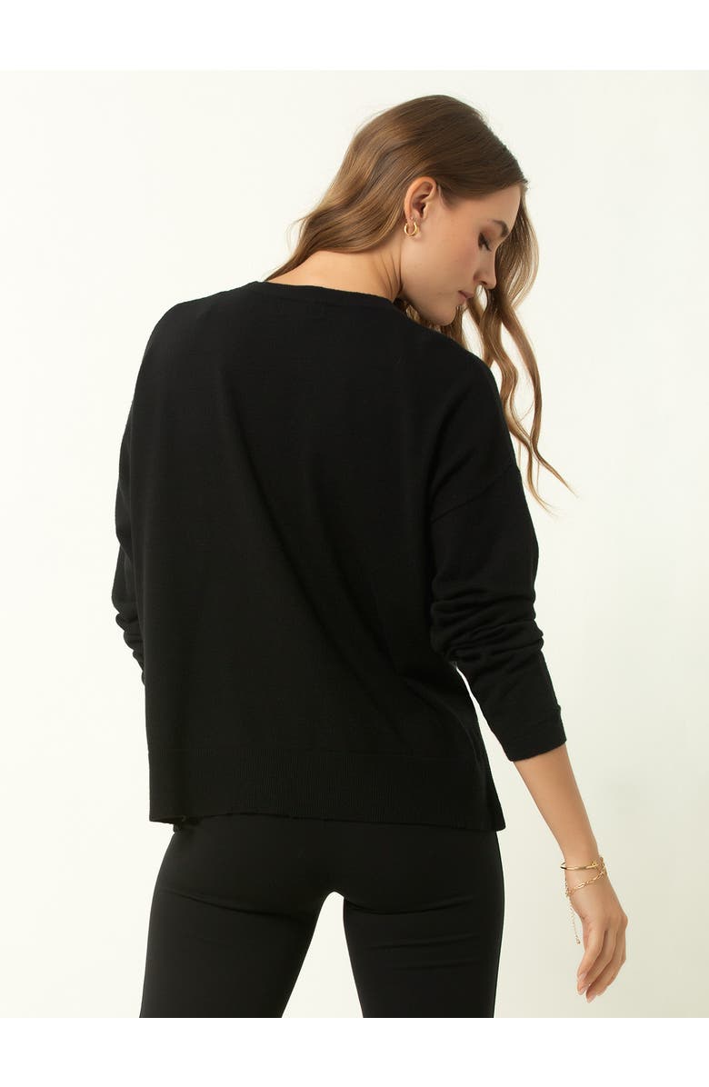 Single Stitch Relaxed Crew Neck Sweater, Alternate, color, Black