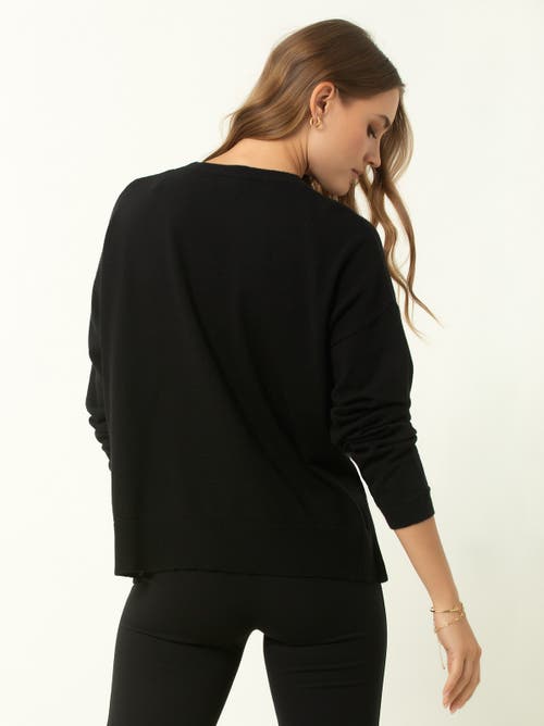 Single Stitch Relaxed Crew Neck Sweater In Black