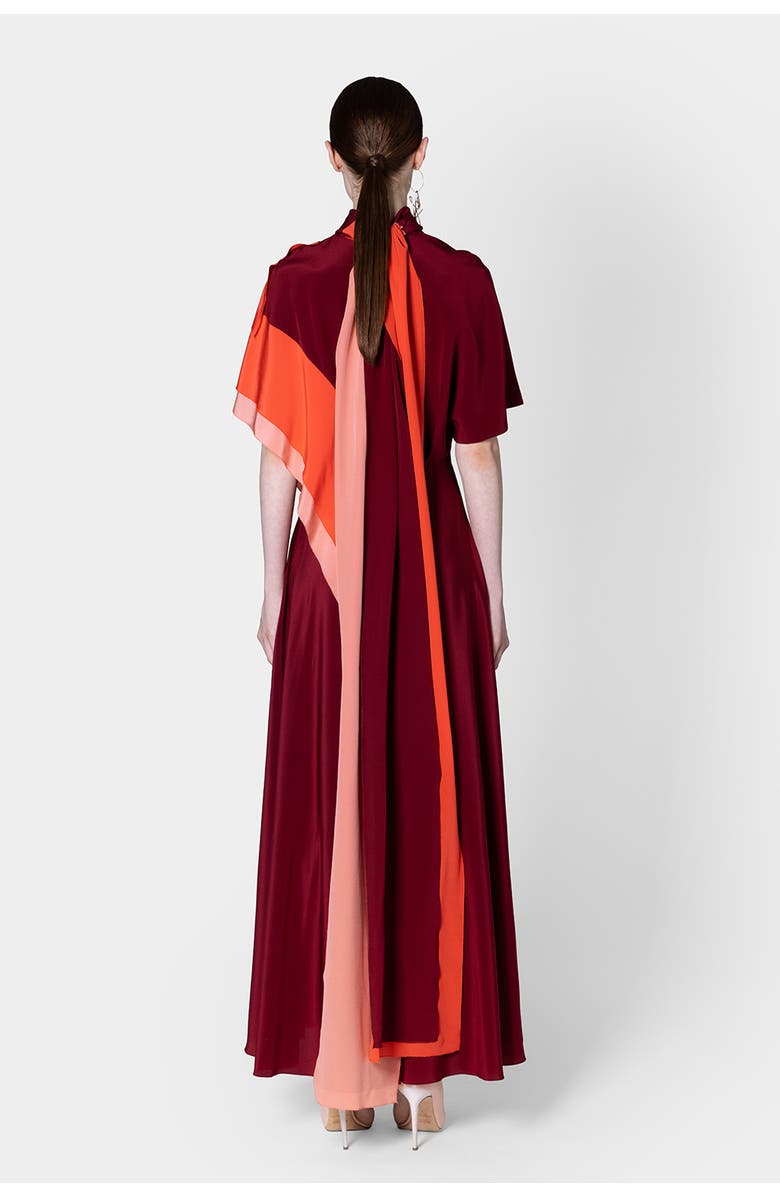 Roksanda Arisha Chiffon Draped Midi Dress, Alternate, color, Borgonha / Hibiscus