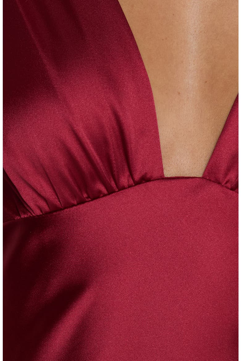False Alarm Plunge Asymmetrical Gown, Alternate, color, RED
